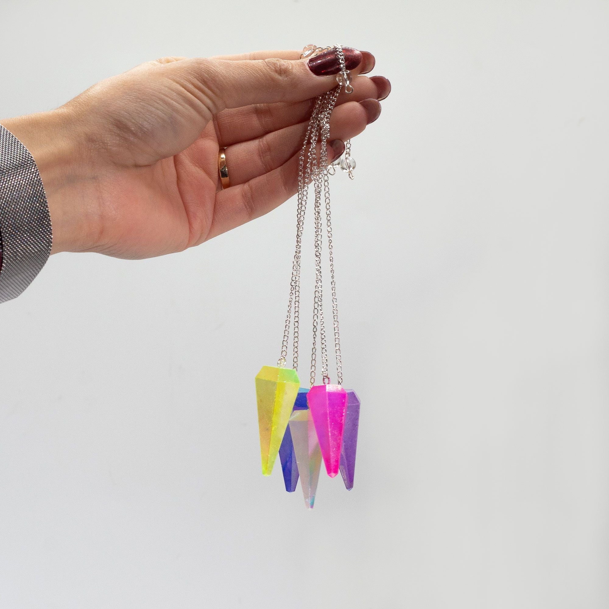 Six Sided Pendulum - Aurora Crystal Pale Green - 4cm