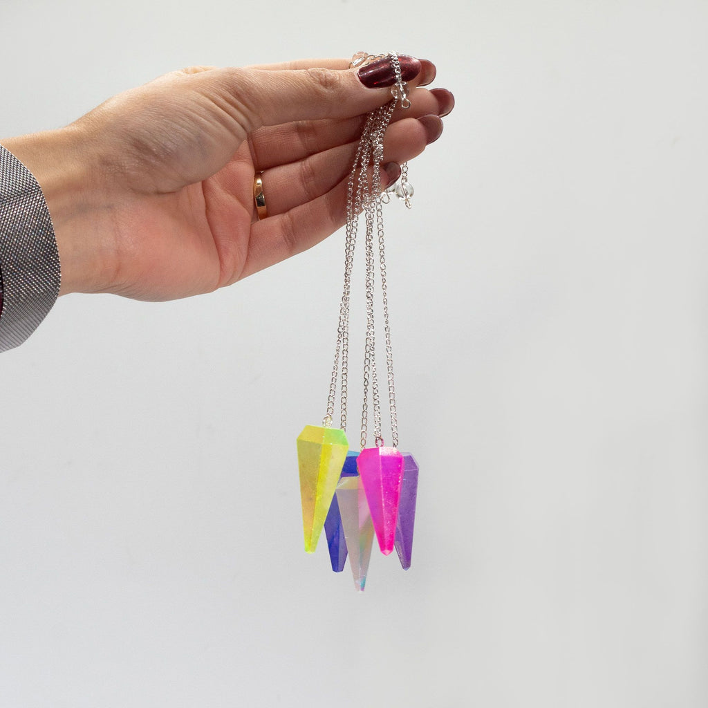 Six Sided Pendulum - Aurora Crysta Angel White - 4cm