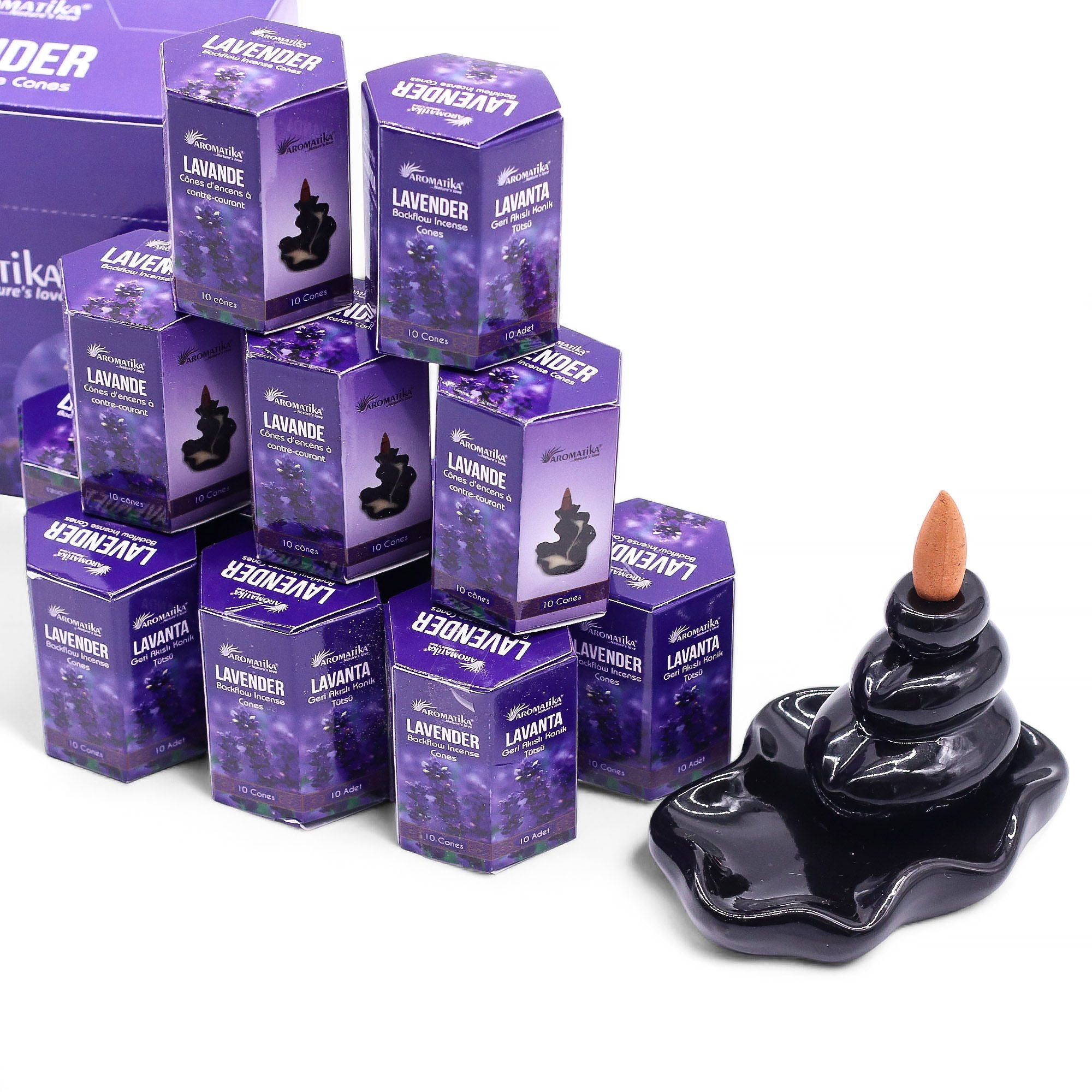Pack of 10 Masala Backflow Incense - Lavender